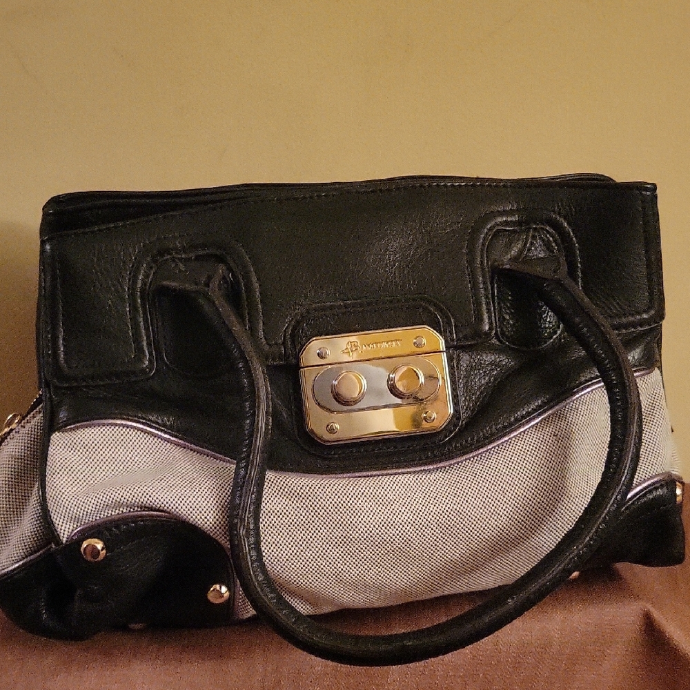 B. Makowsky Black and Cream Satchel